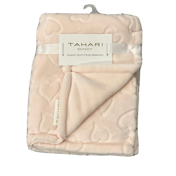 Tahari Baby Other New Tahari Baby Blanket Pink Embossed Hearts Soft